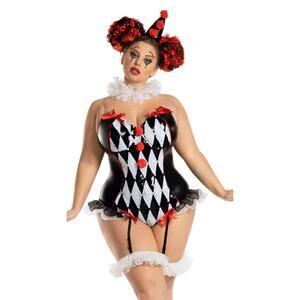 NEW Party King Dark Harlequin Sexy Clown Costume Size 2X